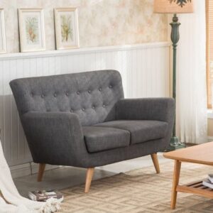 Lofting Fabric 2 Seater Sofa With Wooden Legs In Grey