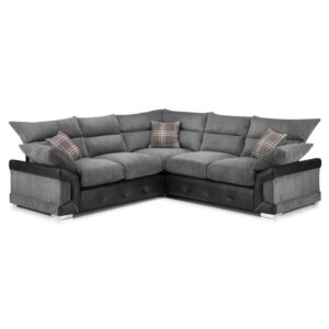 Logion Fabric Large Corner Sofa In Black And Grey