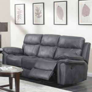 Richmond Fabric 3 Seater Recliner Sofa In Charcoal Grey