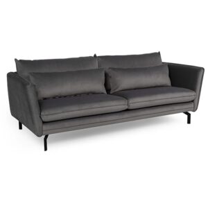 Edel Fabric 3 Seater Sofa With Black Metal Legs In Grey