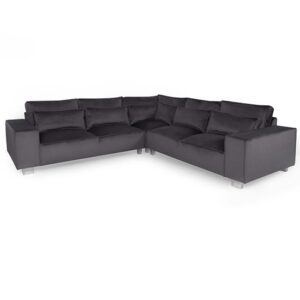 Hazel Fabric Corner Sofa With Chrome Metal Legs In Steel