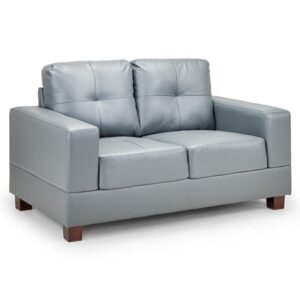 Jerri Faux Leather 2 Seater Sofa In Light Grey