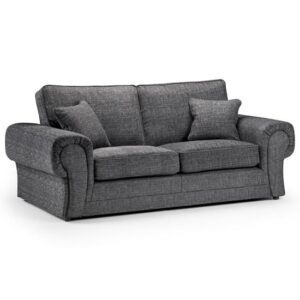 Willy Fabric 3 Seater Sofa In Grey With Scroll Arms