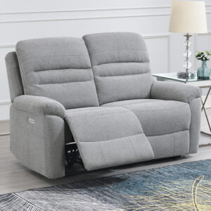 Brielle Fabric Electric Recliner 2 Seater Sofa In Grey