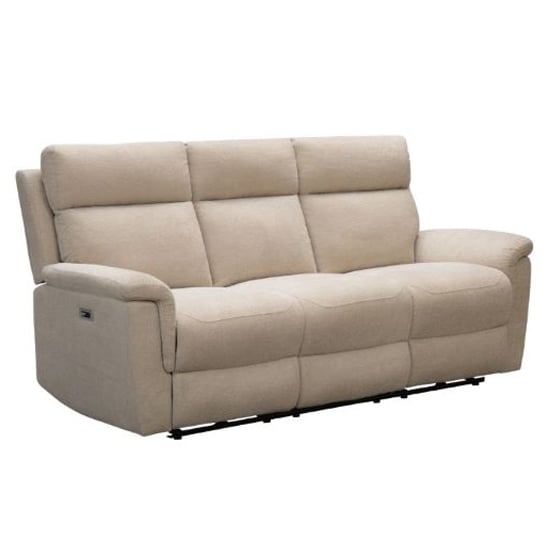 Dessel Chenille Fabric Manual Recliner 3 Seater Sofa In Natural