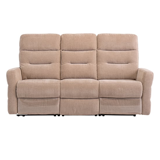 Mila Fabric Electric Recliner 3 Seater Sofa In Mink