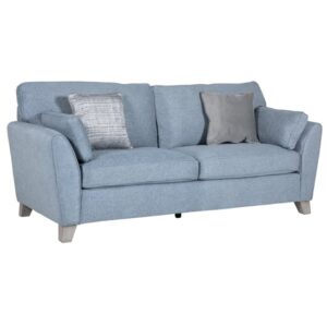 Castro Fabric 3 Seater Sofa In Blue With Cushions