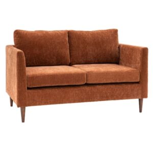 Girona Fabric 2 Seater Sofa In Rust With Wooden Legs