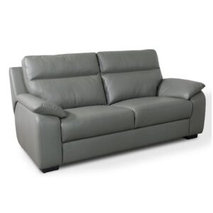 Cassis Leather Fixed 2 Seater Sofa In Fume