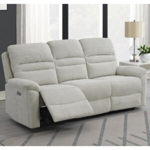 Brielle Fabric Electric Recliner 3 Seater Sofa In Beige