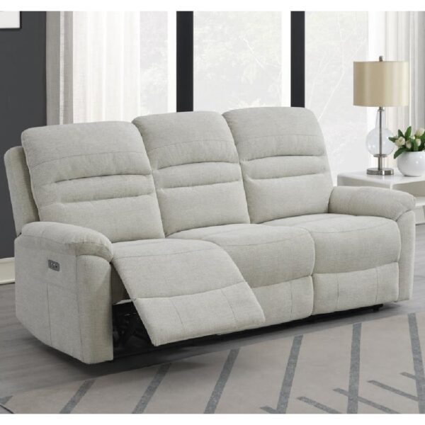 Brielle Fabric Electric Recliner 3 Seater Sofa In Beige