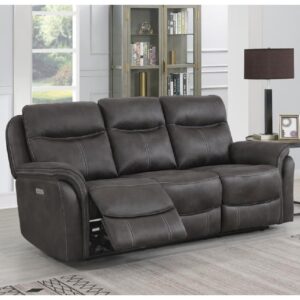 Chloe Fabric Electric Recliner 3 Seater Sofa In Grey