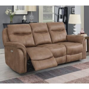 Chloe Fabric Electric Recliner 3 Seater Sofa In Sahara