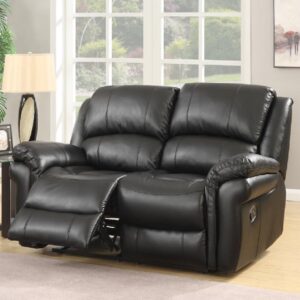 Claton Leather Recliner 2 Seater Sofa In Black