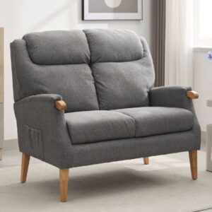 Laurel Fabric 2 Seater Sofa With Oak Legs In Grey