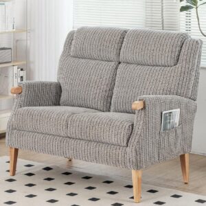 Laurel Fabric 2 Seater Sofa With Oak Legs In Latte