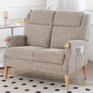 Laurel Fabric 2 Seater Sofa With Oak Legs In Natural