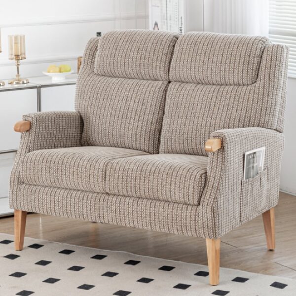 Laurel Fabric 2 Seater Sofa With Oak Legs In Natural