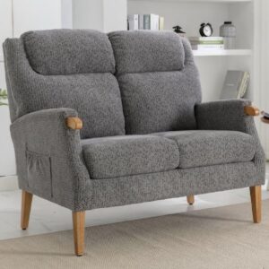 Laurel Fabric 2 Seater Sofa With Oak Legs In Steel Blue
