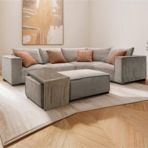Batavia Fabric Corner Sofa With Coffee Table In Mink