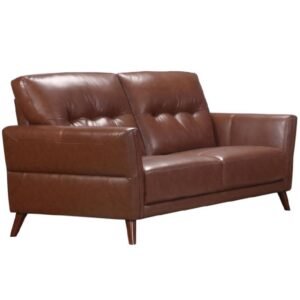 Celina Leather 2 Seater Sofa With Tapered Legs In Saddle