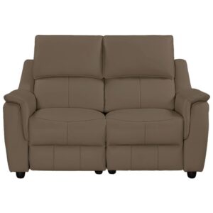 Milun Leather Electric Recliner 2 Seater Sofa In Dark Taupe