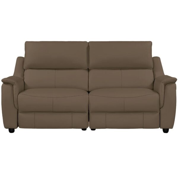 Milun Leather Electric Recliner 3 Seater Sofa In Dark Taupe