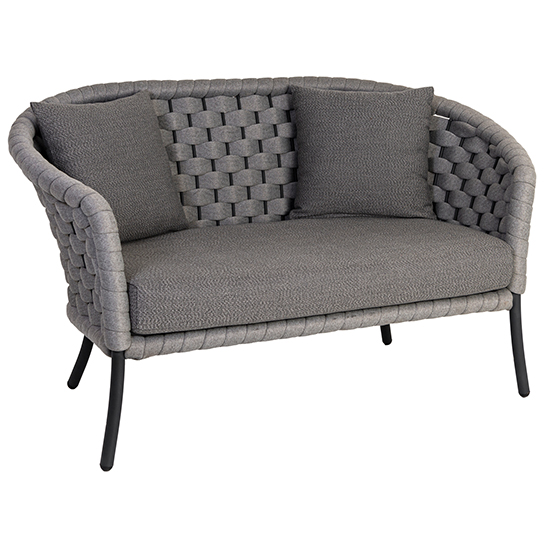 Crod Fabric Garden 2 Seater Sofa With Cushion In Light Grey