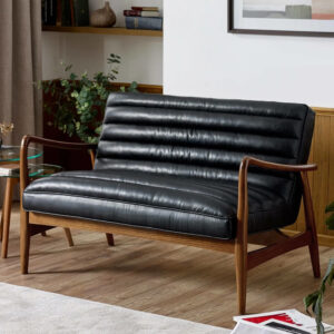 Marseille Faux Leather 2 Seater Sofa – Black