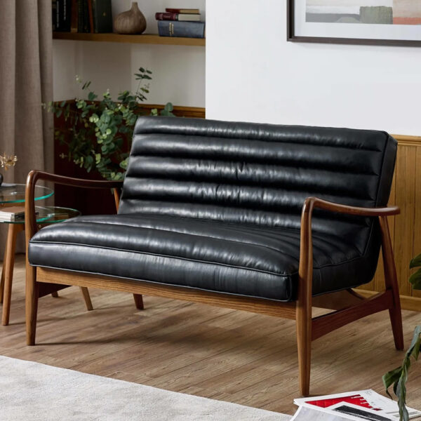 Marseille Faux Leather 2 Seater Sofa - Black