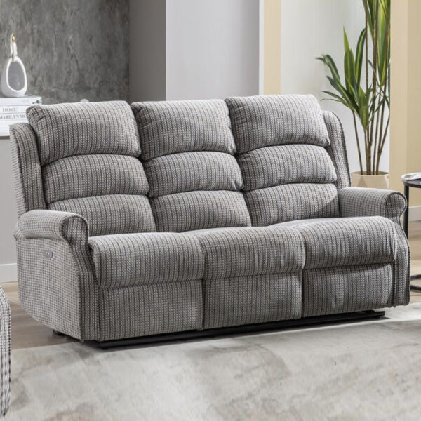 Warth Fabric Electric Recliner 3 Seater Sofa In Latte