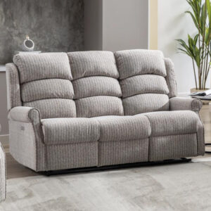 Warth Fabric Electric Recliner 3 Seater Sofa In Natural